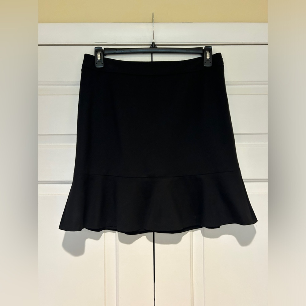 LOFT Black Mini Skirt with Scalloped Hem